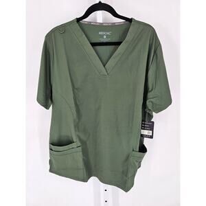 MedChic Womens Sz 3X Short Sleeve Scrub Top Dark Green NEW